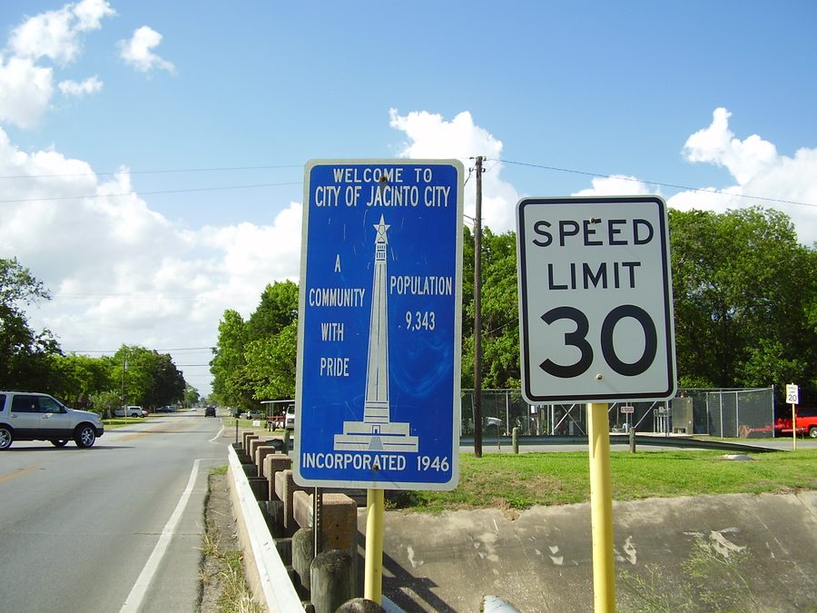 Jacinto City Welcome sign