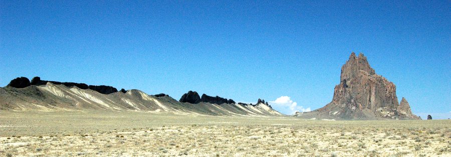 Ship Rock and the surrounding high-desert landscape in northwestern New Mexico