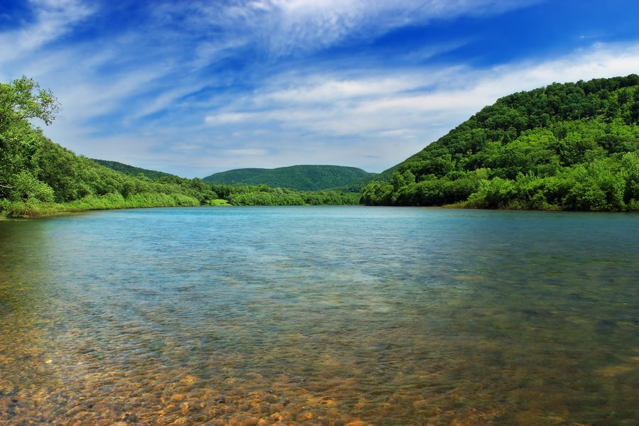 North view of the West Branch Susquehanna River in Clinton County within the Bucktail State Park Natural Area