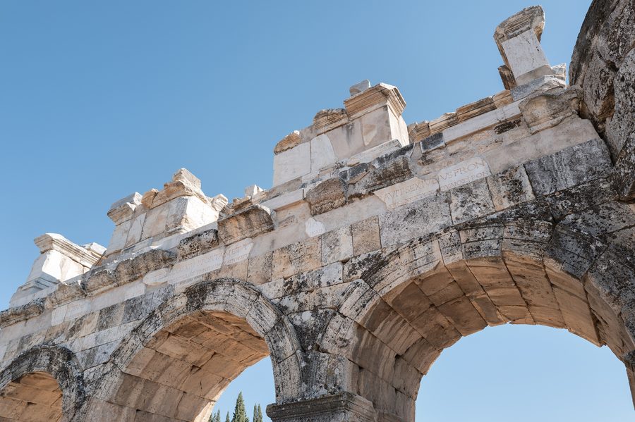 Frontinus Gate in the ancient ruins of Hierapolis near Pamukkale