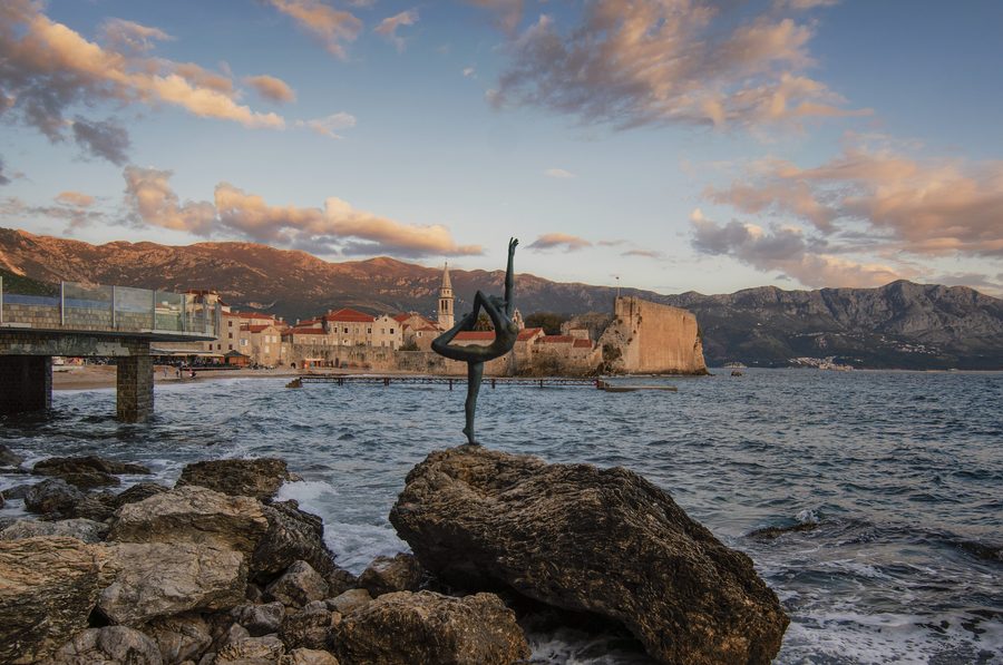 Old Town Budva on the rocky Adriatic peninsula in Montenegro