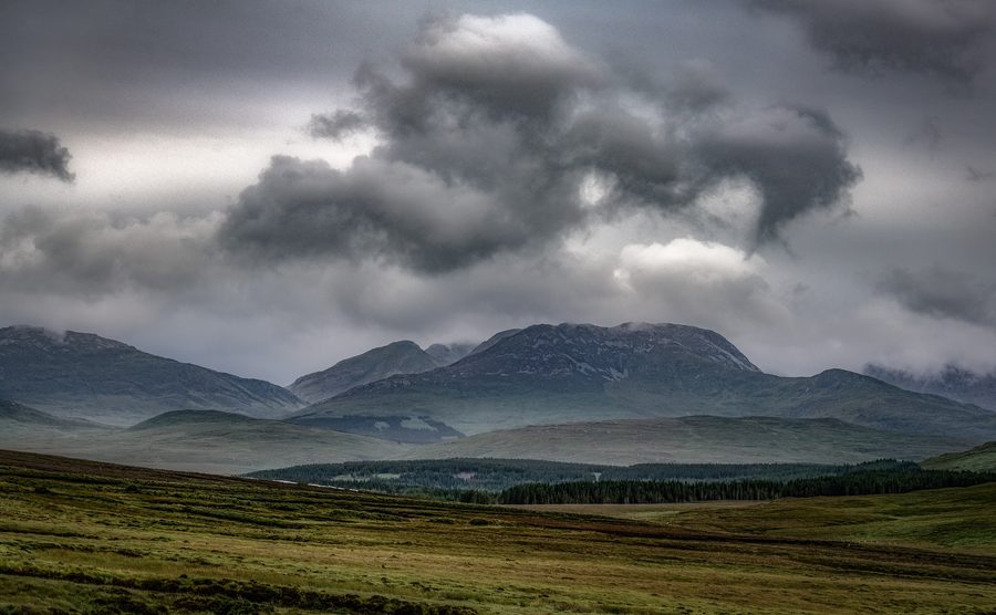 Cloud-filled landscape in County Galway, Ireland