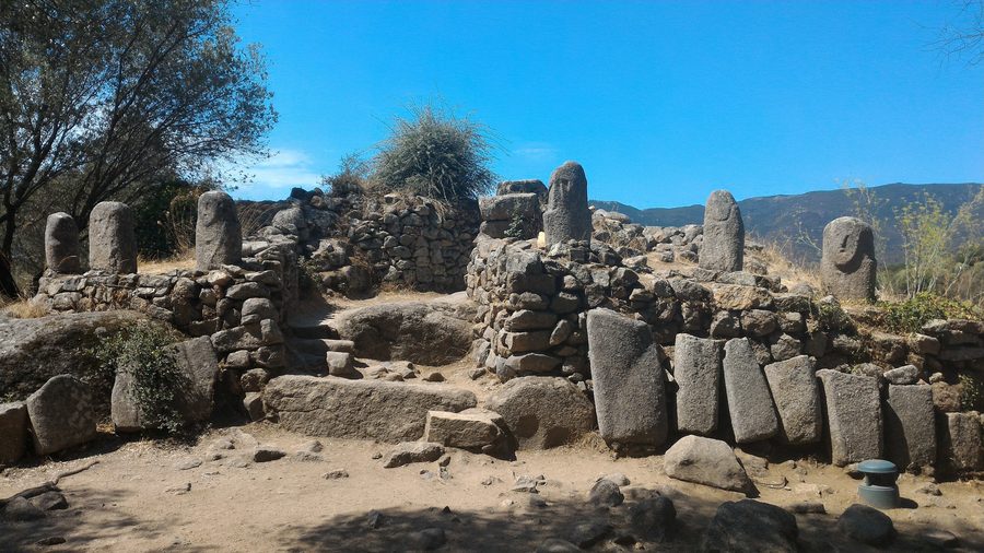 Prehistoric standing stones at the Filitosa archaeological site in southern Corsica