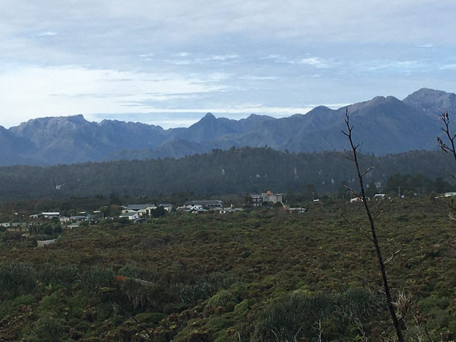 Charleston with the Paparoa Mountains in the background, viewed from Constant Bay viewpoint