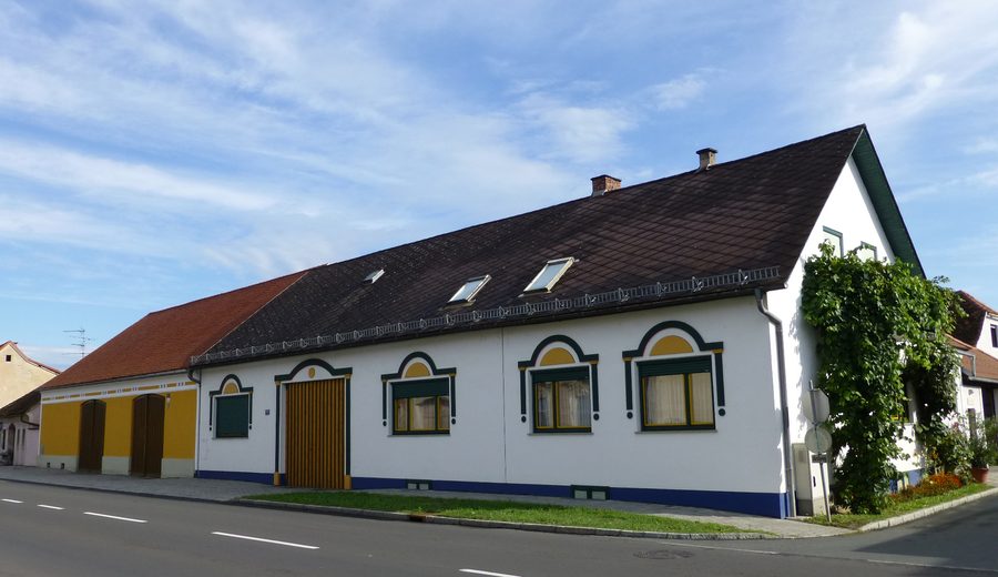 Traditional houses on the main street in Rudersdorf, southern Burgenland