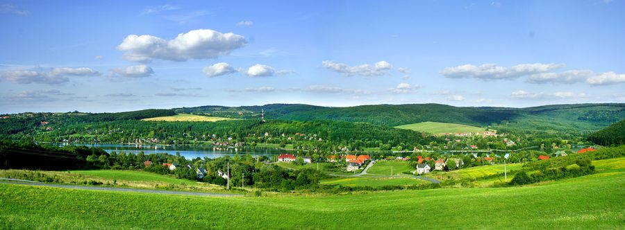 Panorama of the lake landscape of Orfű