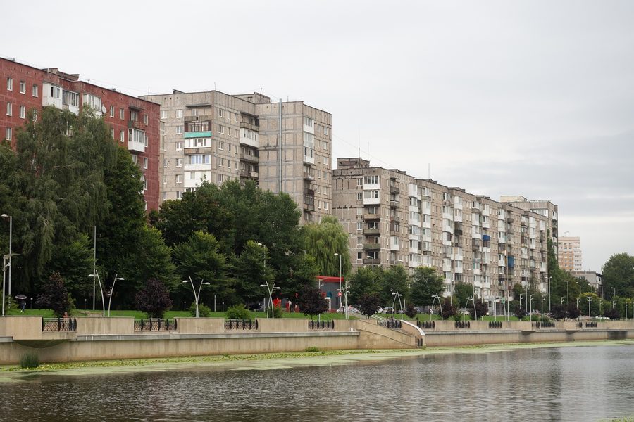 The Admirala Tributza embankment along the Pregolya River in Kaliningrad.
