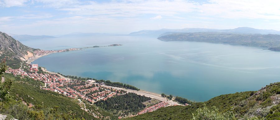 Lake EÄŸirdir with EÄŸirdir town and the islands Canada and YeÅŸilada