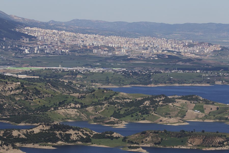 View of the city centre of KahramanmaraÅŸ and the Sir reservoir
