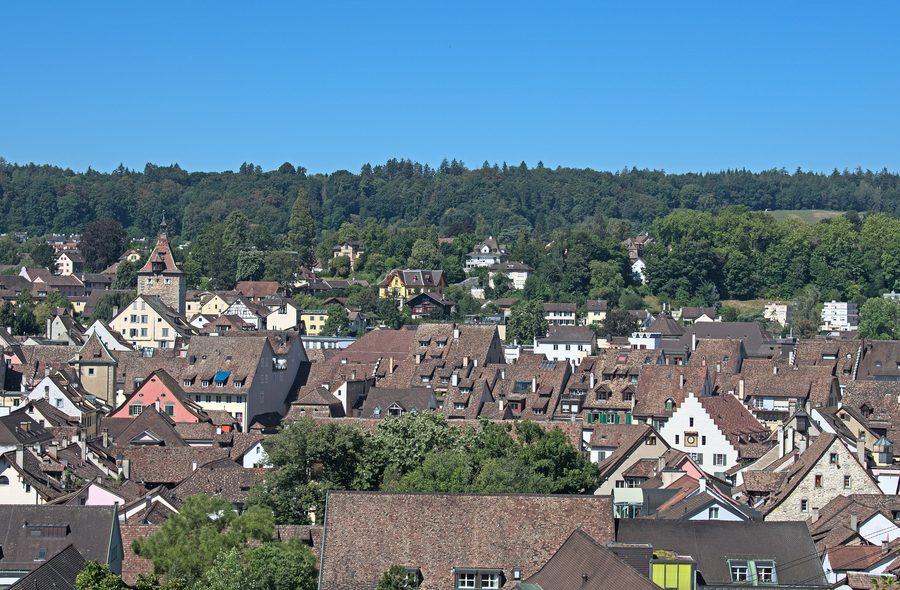 View from the Rose Garden over Schaffhausen with the Munot