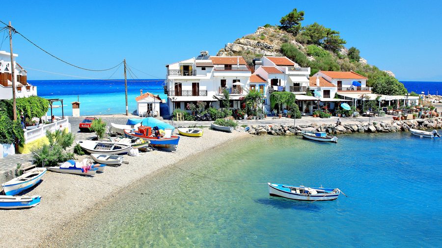 Kokkari on the coast of the Greek island of Samos