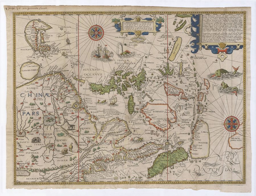 Historic map of East Asia from the year 1595.