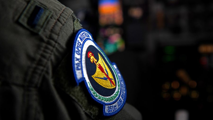 A tanker aircraft of the 100th Air Refueling Wing flies over Eastern Europe.
