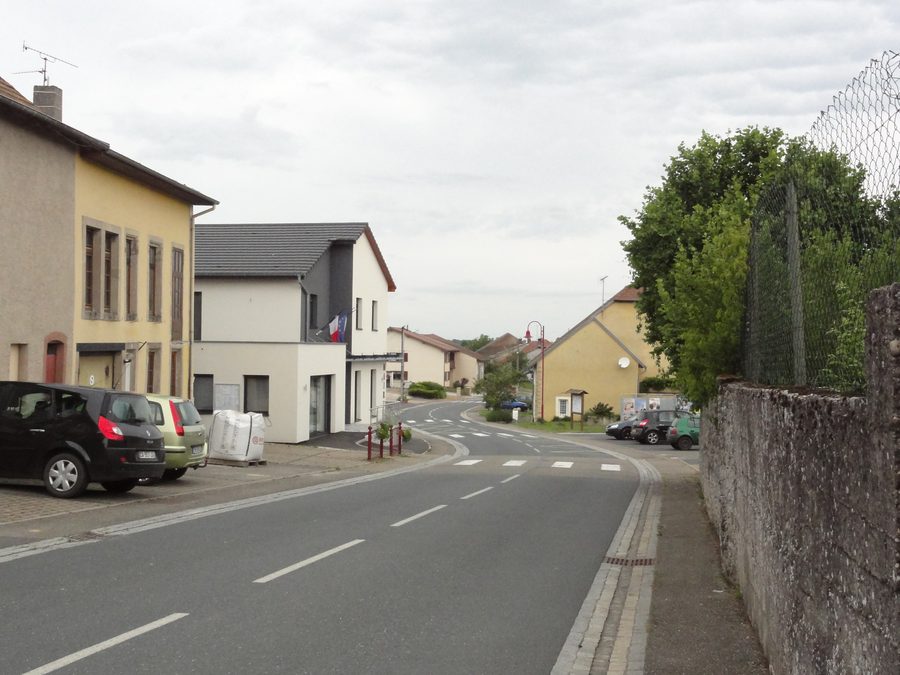 Main street of Kerprich-aux-Bois in Moselle