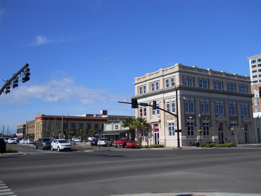 Blick auf den Gulfport Harbor Square Commercial Historic District in Gulfport, Mississippi
