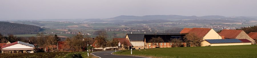 Panorama of Kurzewind near Ebern overlooking the landscape of the Haßberge