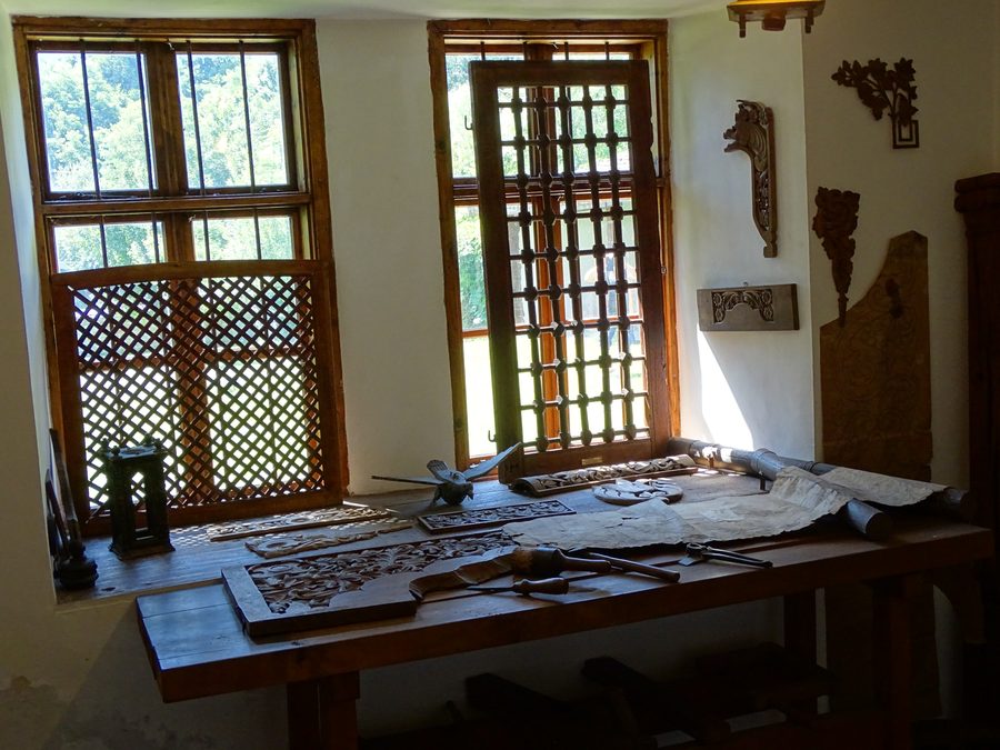Recreated woodcarving workshop in the Daskalov House in Tryavna