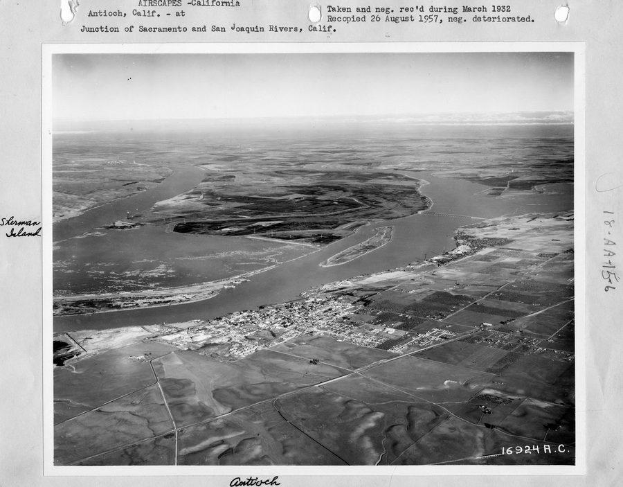 River and island landscape in the Sacramento-San Joaquin River Delta near Antioch
