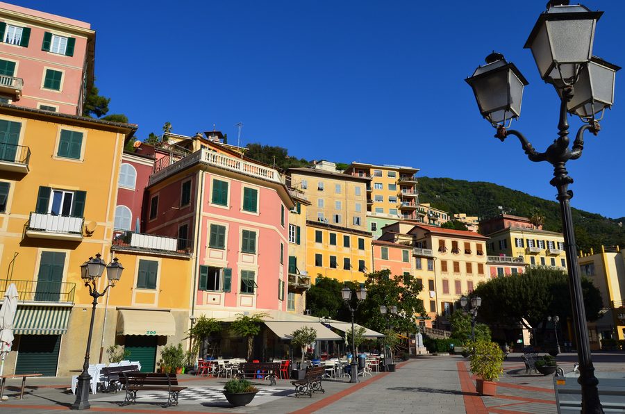 Piazza XXVII Dicembre in Zoagli, Liguria, Italy