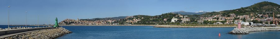 Panorama of Imperia with Porto Maurizio and Oneglia on the Ligurian coast