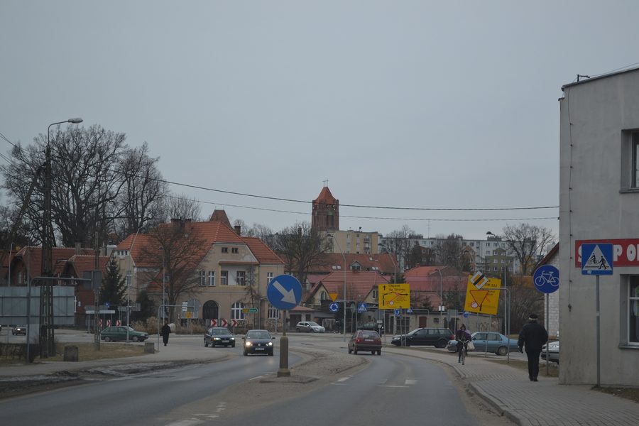 Panorama of the town of Prabuty, view of Władysław Jagiełło Street