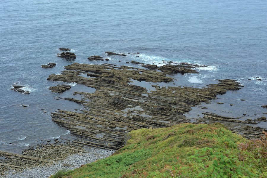 Geological coastal landscape in the Basque coastal geopark near Deba