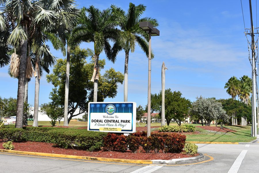 Entering Doral Central Park in Doral, Florida
