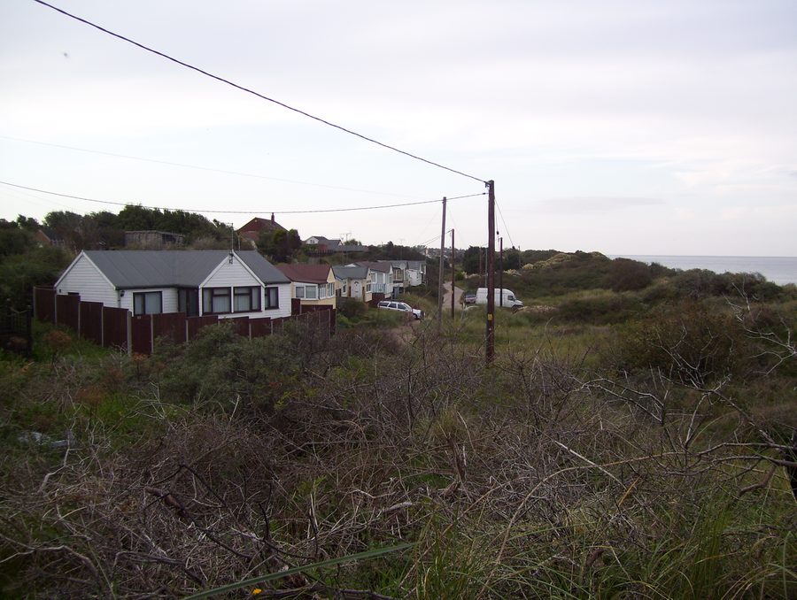 Beach huts and sand dunes in Hemsby