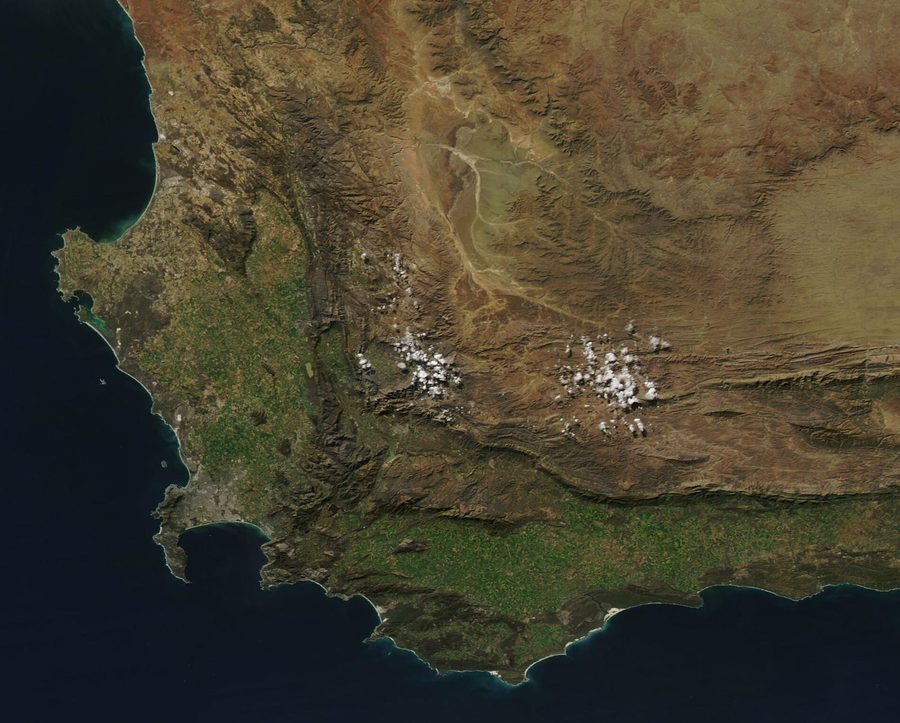 Satellite image of South Africa.
