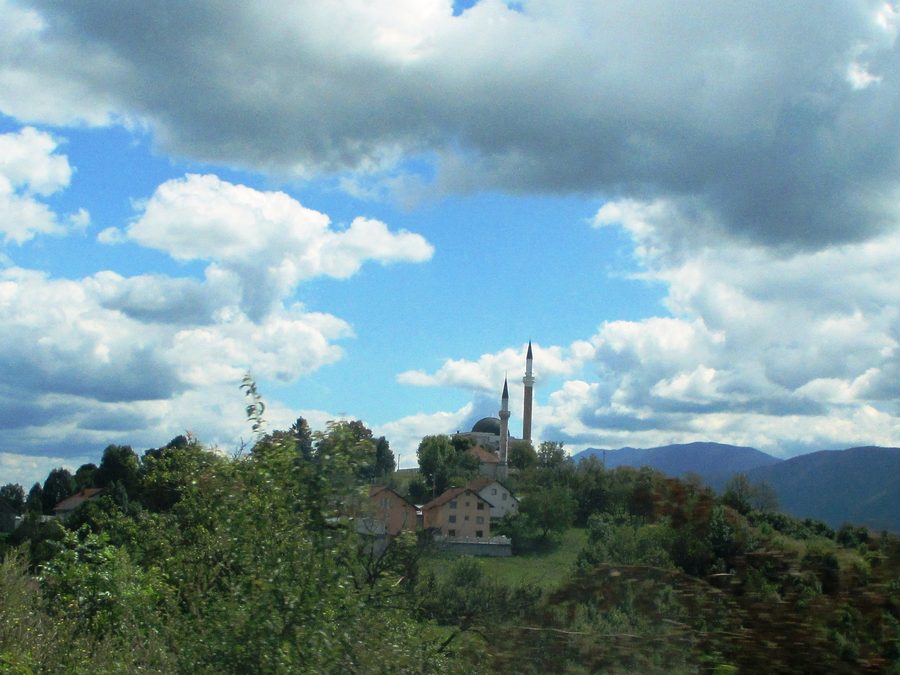 Panorama of the village of Izačić in the municipality of Bihać with two mosques