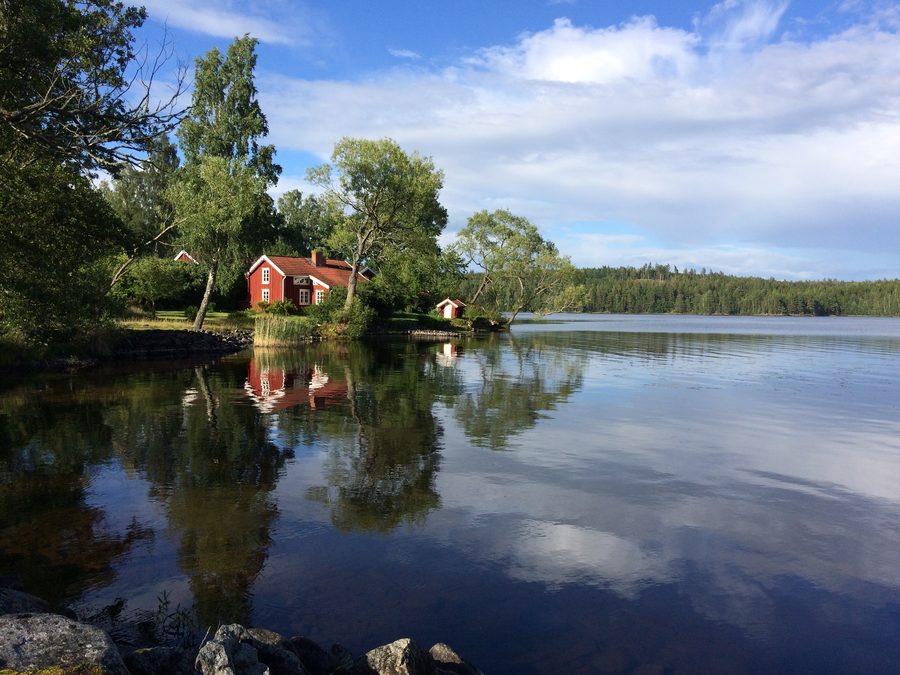 The western shore of Hjortesjön near Virserum