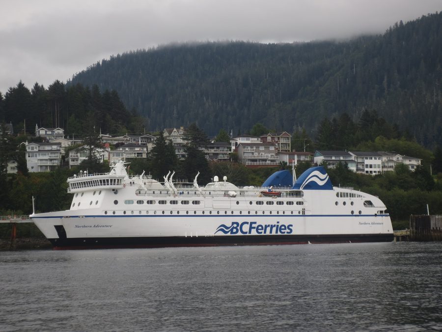 A ferry docked at the Prince Rupert ferry terminal.