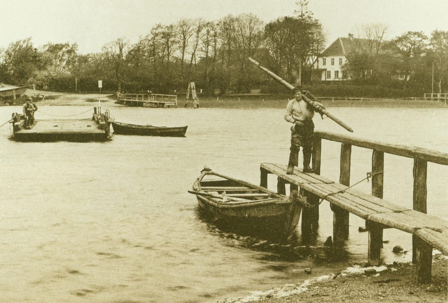 Historic ferry across the Schlei near Missunde in the year 1894