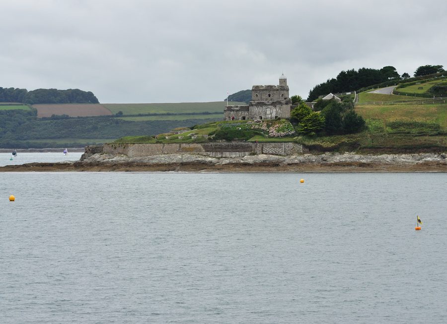 St Mawes Castle in Cornwall viewed across the entrance to St Mawes Harbour