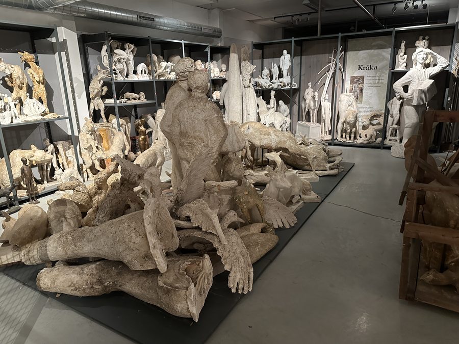 Collection of plaster sculptures in the Lindesnes Bygdemuseum in Vigeland
