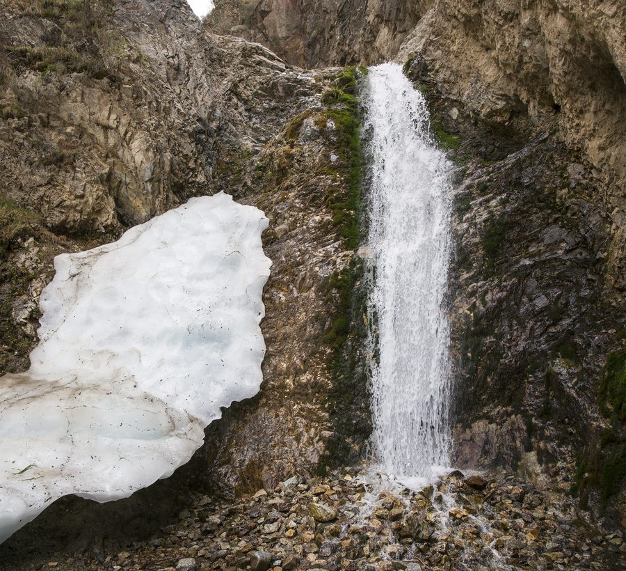 Waterfall in the Ysyk-Ata Gorge in the Chuy Region, Kyrgyzstan