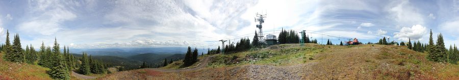 View from SilverStar Mountain over the resort and mountain landscape.
