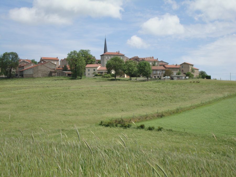 Landscape near Saint-Victor-Malescours with a view of the village