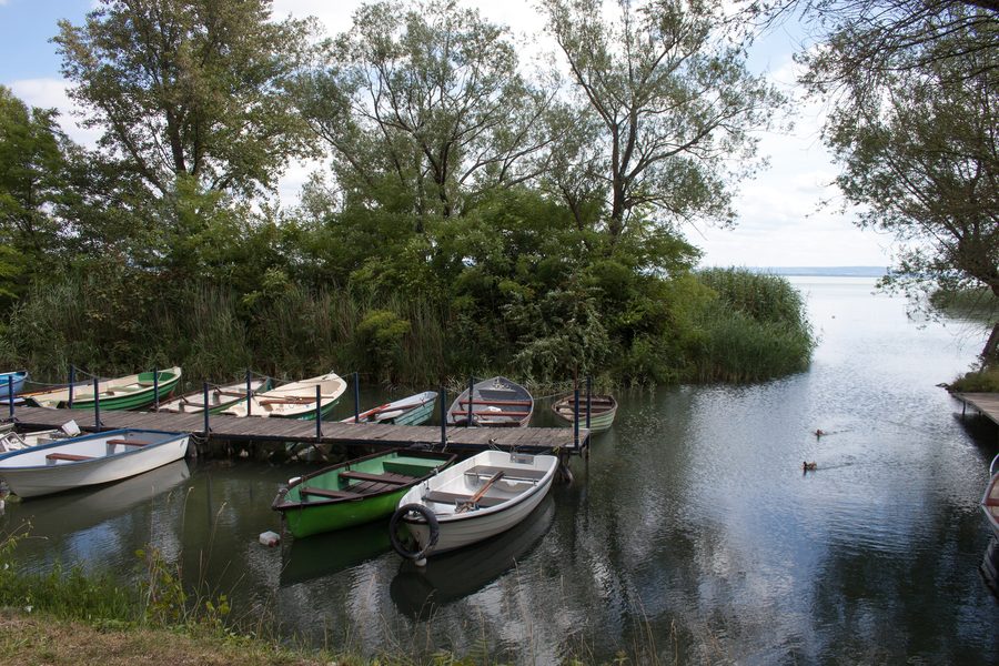 Boats in the harbor of Balatonakali