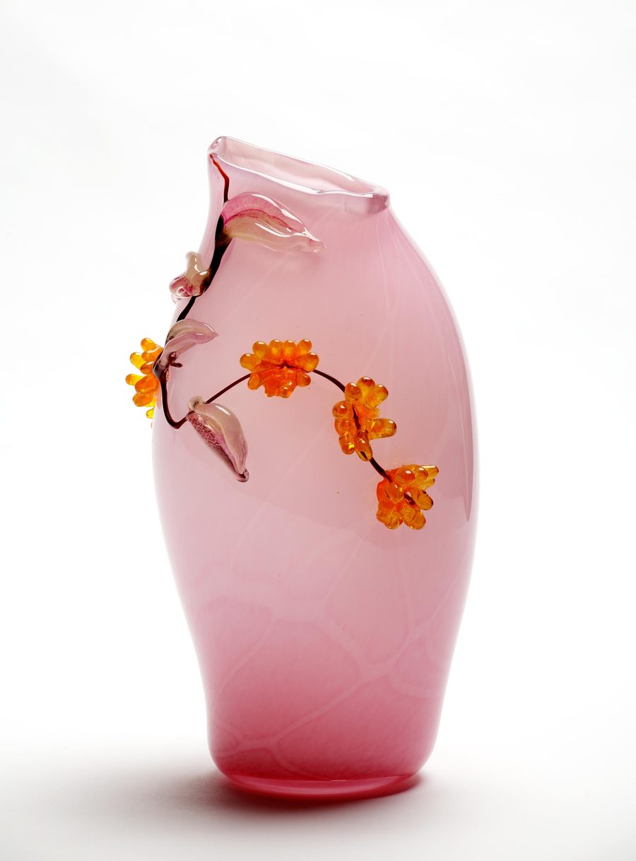 Blown glass vase titled Chinese Urn, made by glassblower Jan-Erik Ritzman in 2005