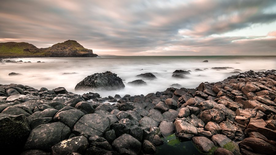 The basalt columns of the Giant's Causeway on the coast of Northern Ireland.