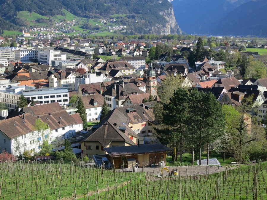 Town centre of Altdorf in the canton of Uri, seen from the Capuchin monastery