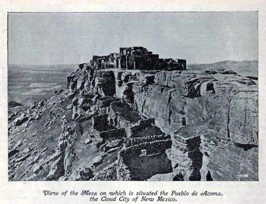 Mesa with Acoma Pueblo in New Mexico, photographed around 1899
