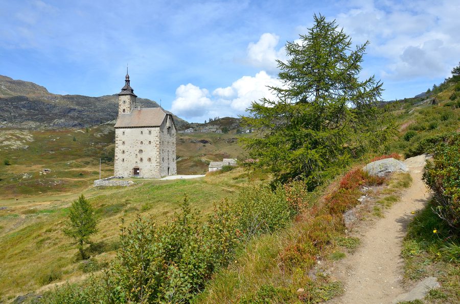 Stockalper Trail at the Old Hospice on the Simplon Pass road