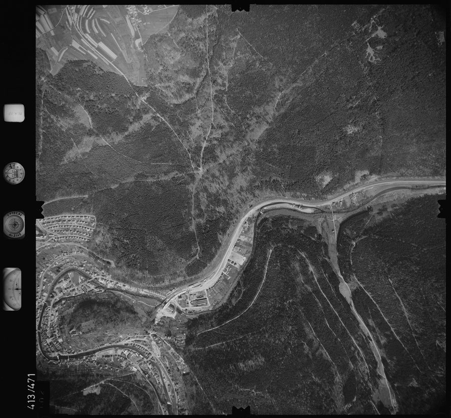 Aerial view of the landscape in Größeltal near Engelsbrand