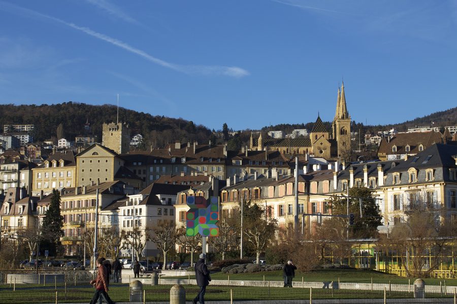 View over Neuchâtel by the lake