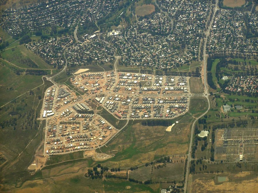 Aerial view of the newer part of Macgregor in the Australian Capital Territory