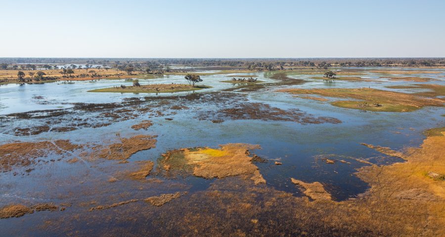 Aerial view of the Okavango Delta in Botswana