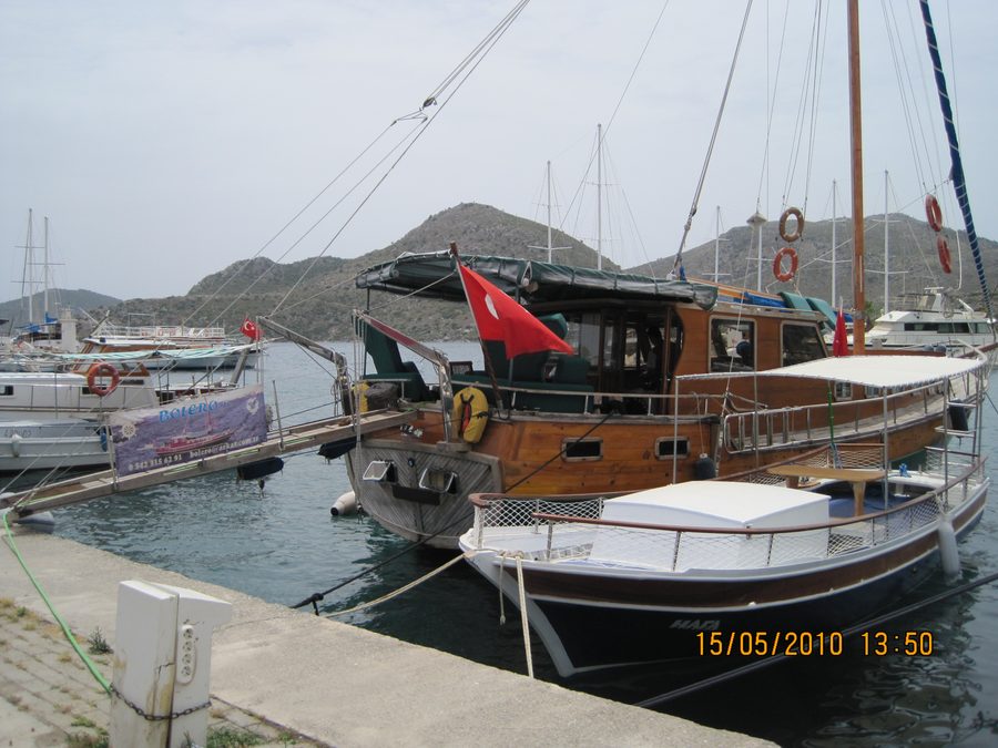 Harbor and coastal promenade of Bozburun in the Turkish province of Muğla