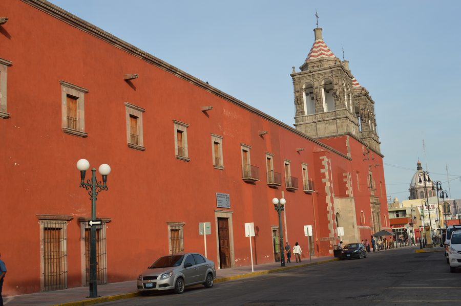 View of the San Agustin Temple and former monastery in Salamanca, Guanajuato, Mexico